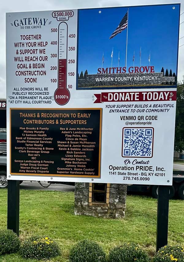 Fundraising sign gateway smiths grove