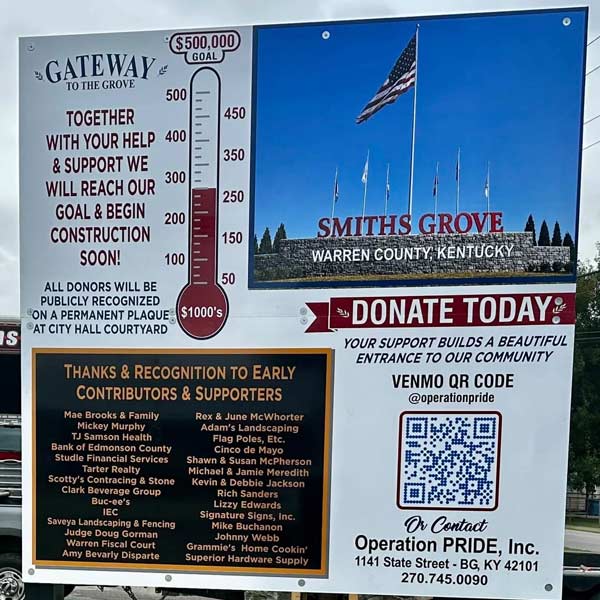 Fundraising sign